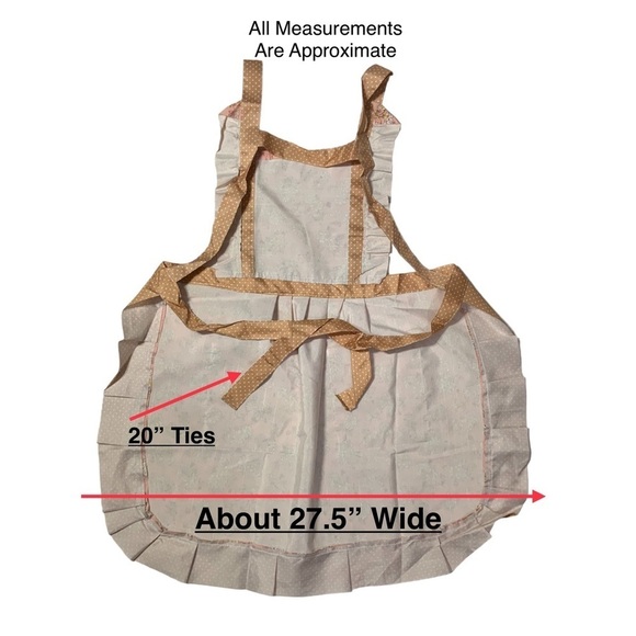 Apron Retro Bib Style Adjustable Waist Tie Ruffle Floral Polka Dot Womens Blue - Picture 8 of 16
